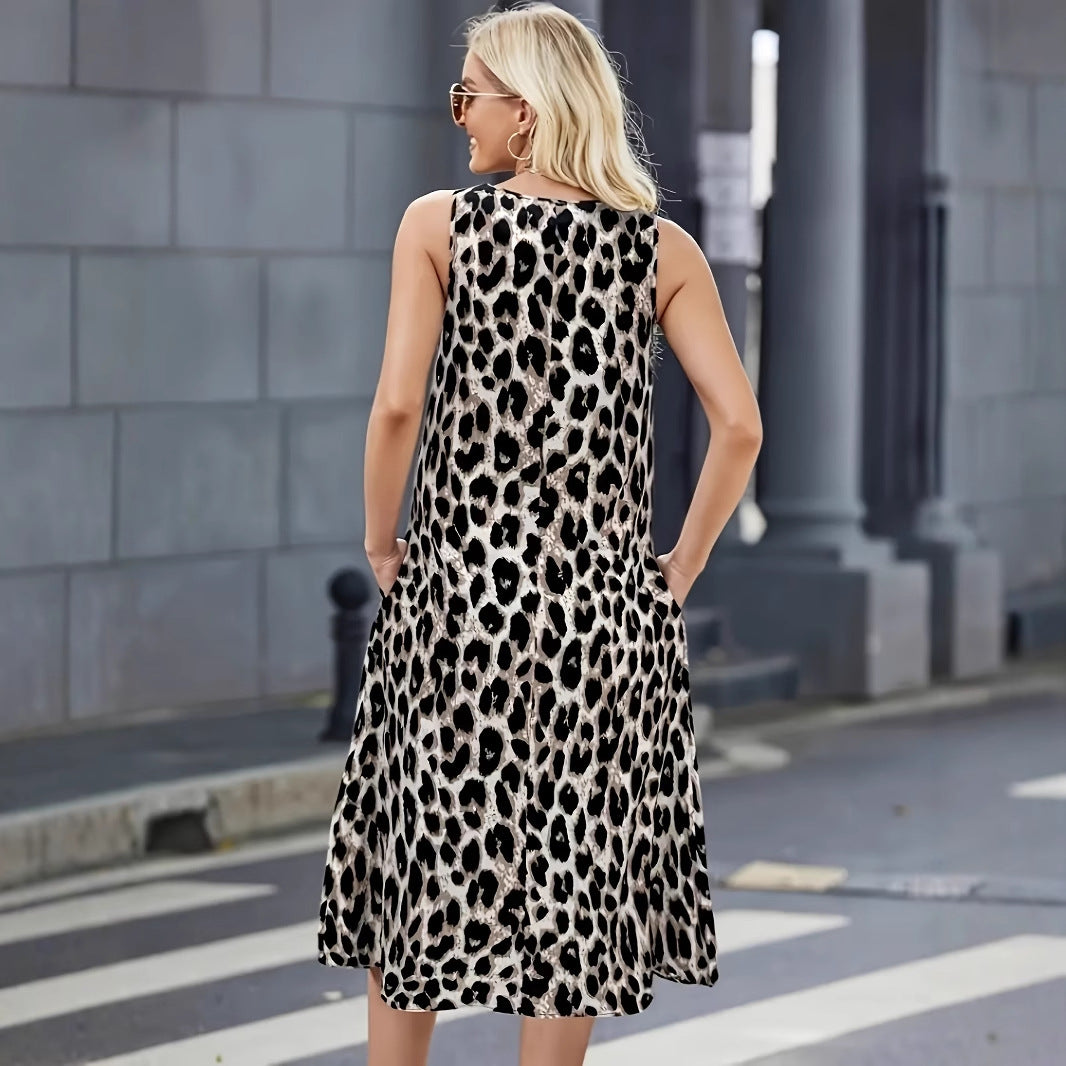 Summer Sleeveless Round Neck Printed Long Dress