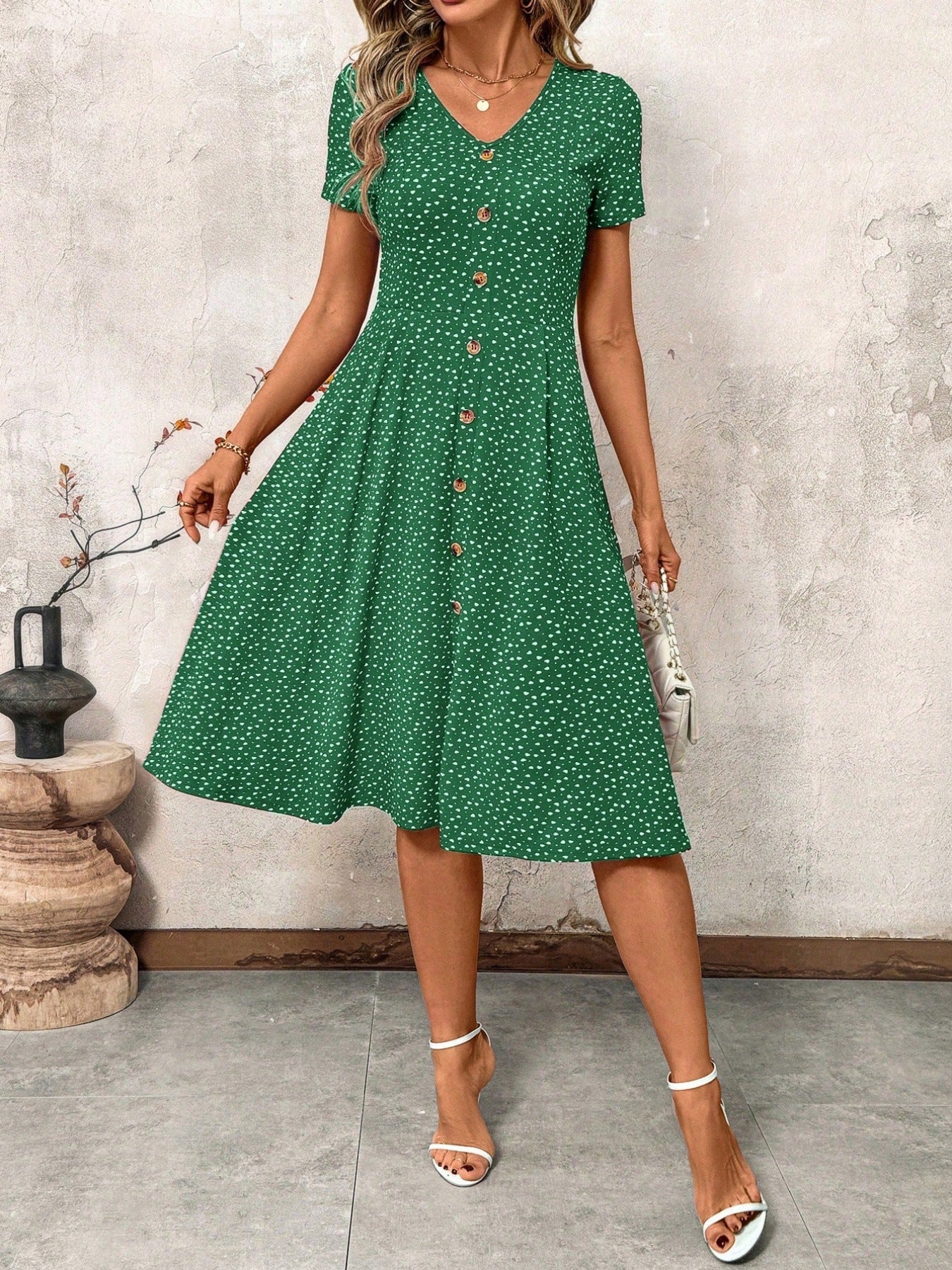 Women's Summer Fashion Polka Dot Sexy Breasted Dress
