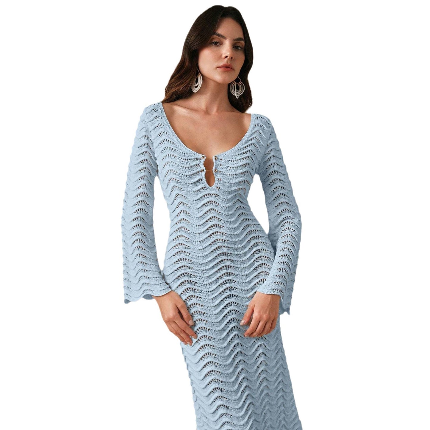 Women's Dress Solid Color Sexy Knitted Bikini Dresses