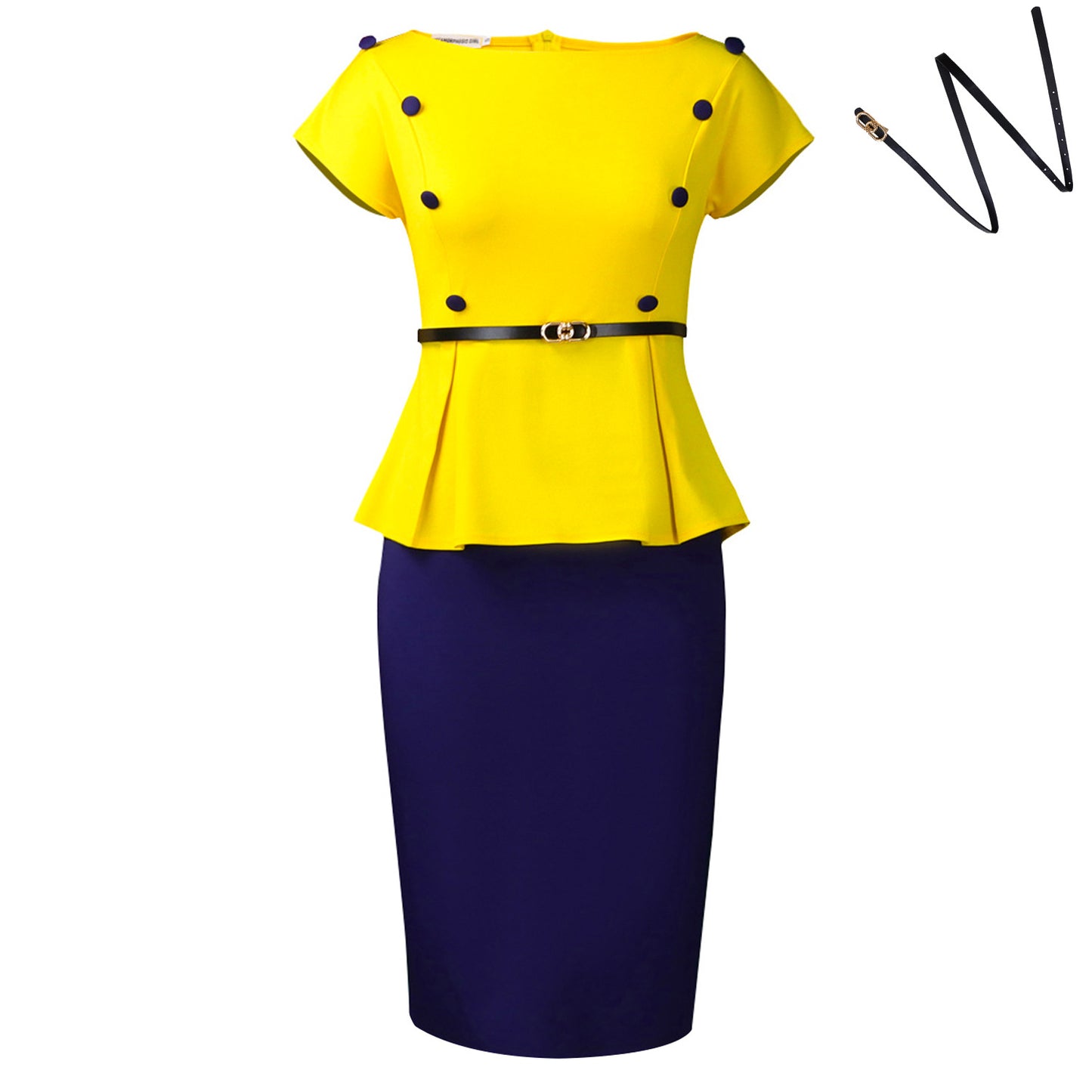 Women's Fashionable Elegant Sheath Ol Color Matching Plus Size