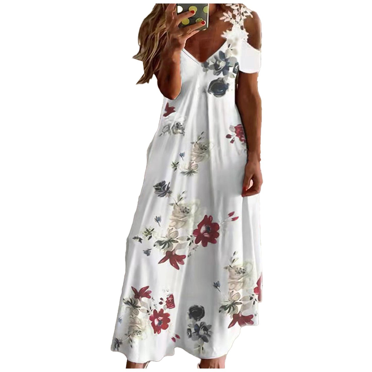 Women's Summer Floral Edge Brace Fashion Printed Dress