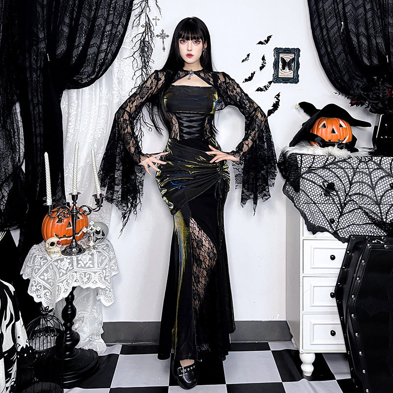 Women's Autumn Elegant Lace Batwing Sleeve Irregular Blouses