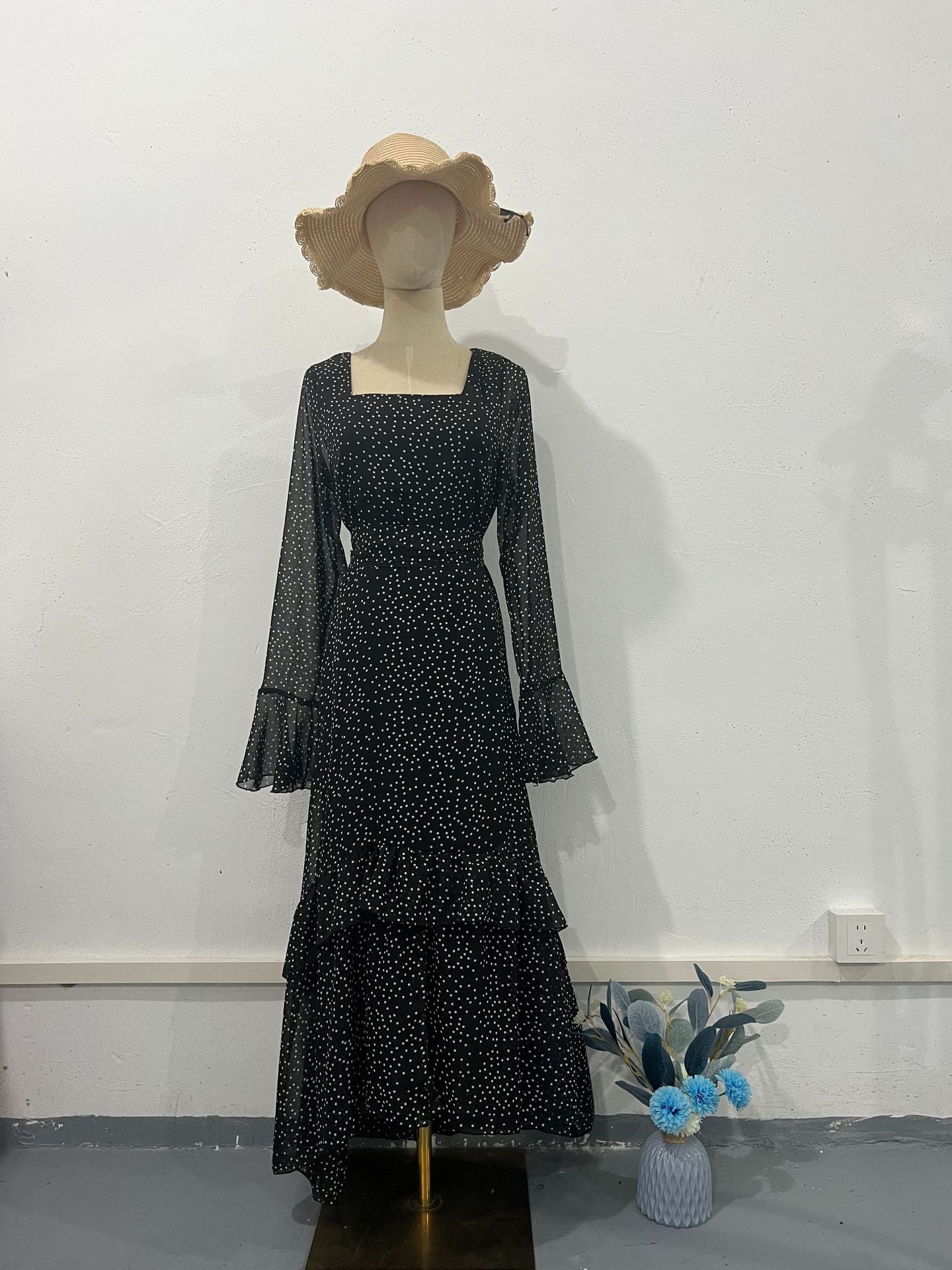 Polka Dots Lotus Leaf Sleeve Temperament Dresses