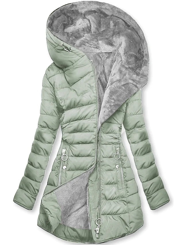 Women's Warm Fur Collar Cotton Clothes Zipper Coats