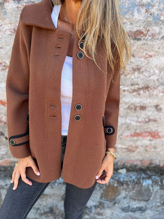 Women's Stylish Lapel Single Breasted Long-sleeved Coats