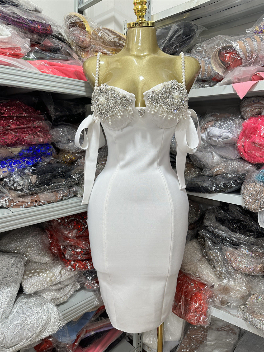 Bandage Dress Fashion Pearl Suspender Diamond Dresses