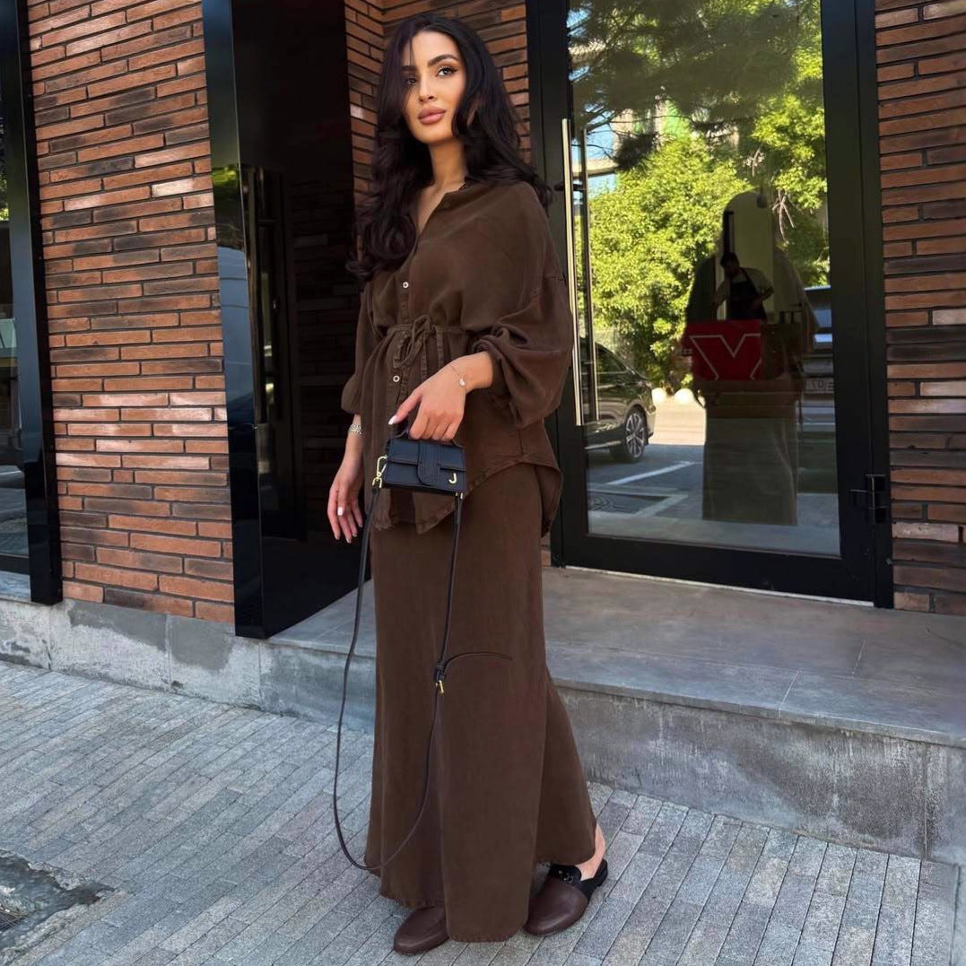 Women's Graceful Fashionable Shirt Strap Baggy Denim Coats