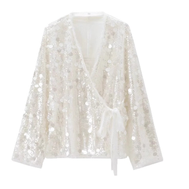 Women's Fashionable Kimono Sequined Hot Long Sleeve Blouses