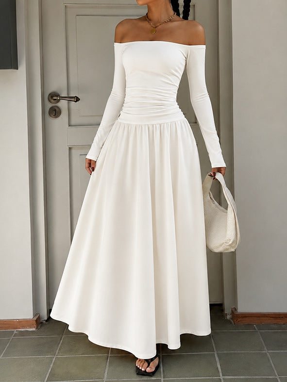 Women's Elegant Long-sleeved For Waist Fitted Figure Dress
