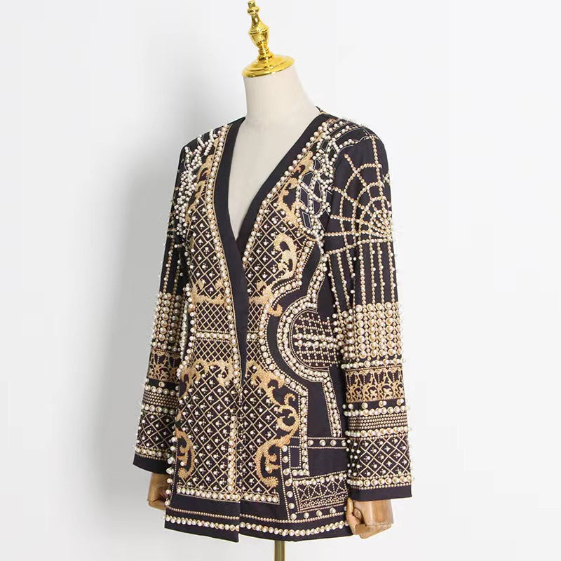 Women's Winter Custom Long-sleeved Thickened Bubble Beads Blazers