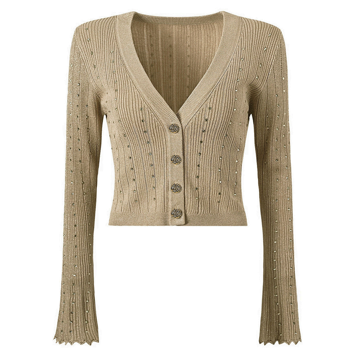 Women's Quality Knitted Dress Rhinestone Wool Woven Dresses