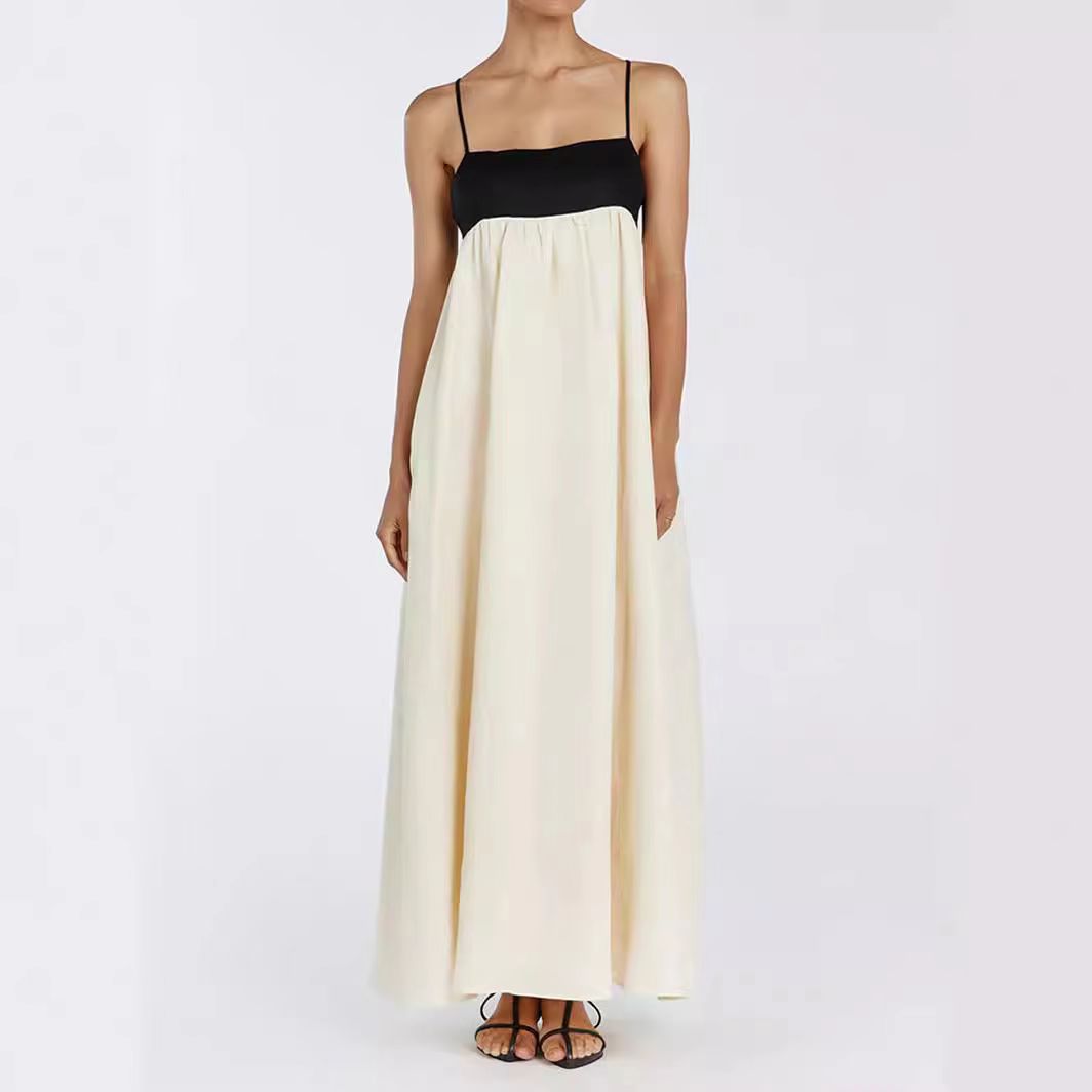 Stylish Elegant Contrast Color Sexy Backless Dress