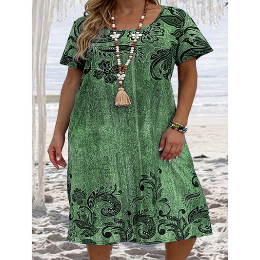 Women's Charming Loose Printed Pocket Dress Dresses
