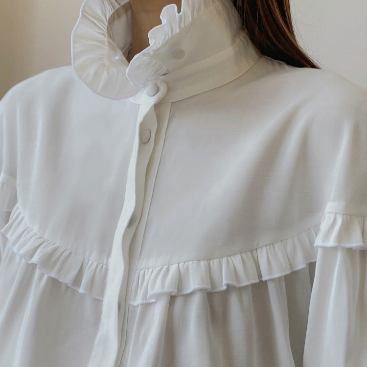 Women's Early Spring Shirt French Lapel Lantern Blouses