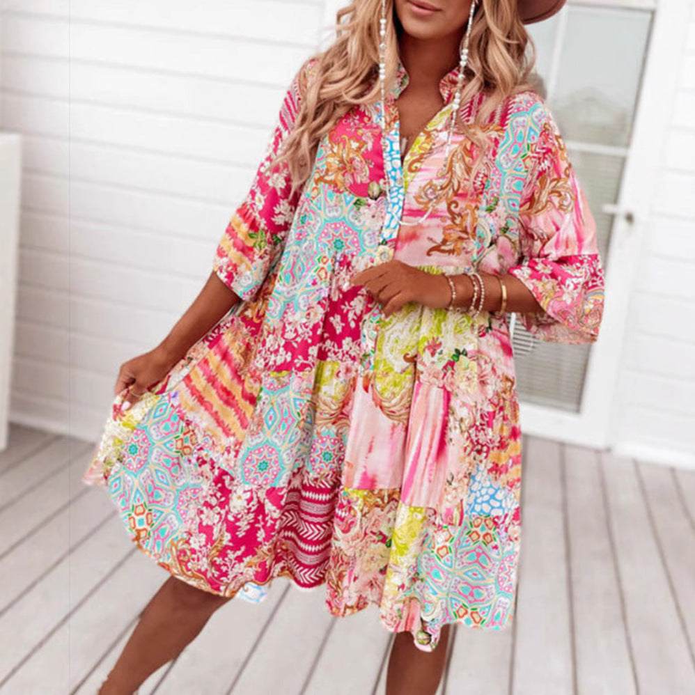 Slouchy Beautiful Women's Summer Temperament Printed Clothing