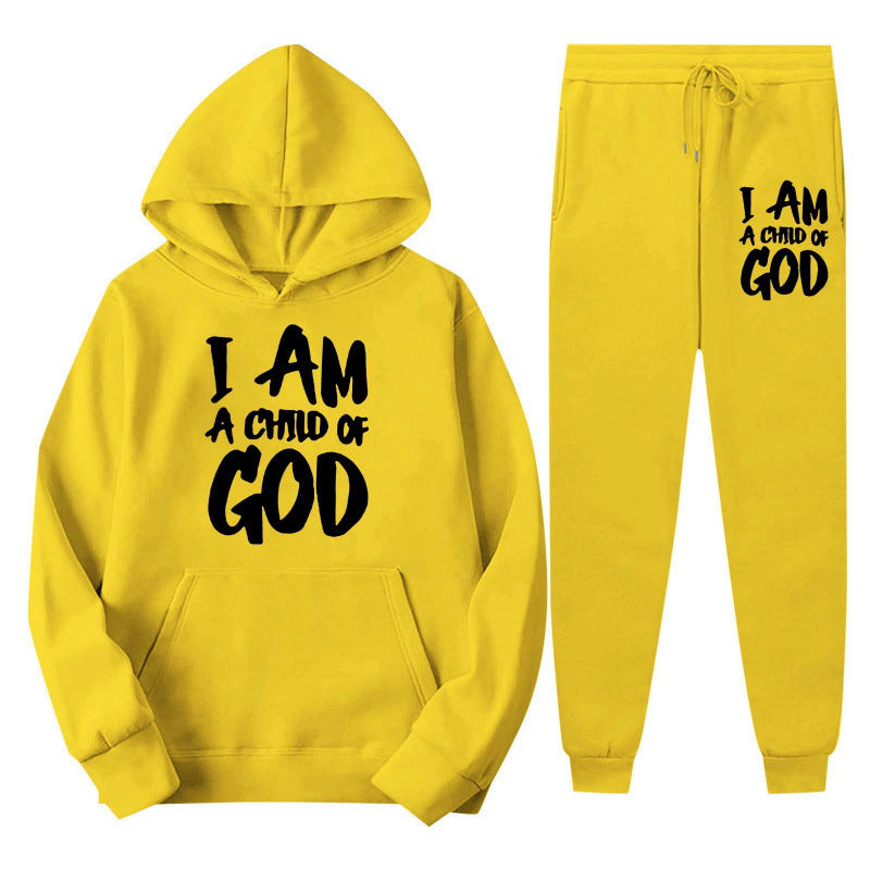 Women's Brushed Hoody Letter Printed Hoodie Fashion Casual Suit
