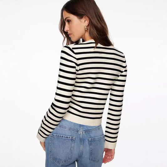 Women's Charming Elegant High-grade Button Striped Coats