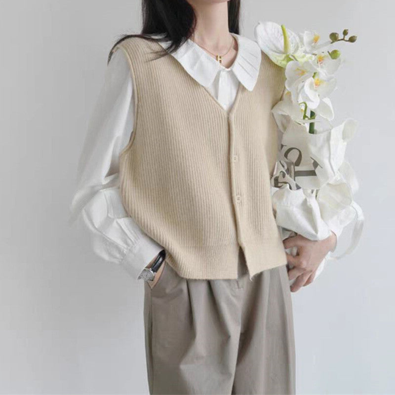 Women's V Waistcoat Knitted Spring Korean Fashion Slimming Vests