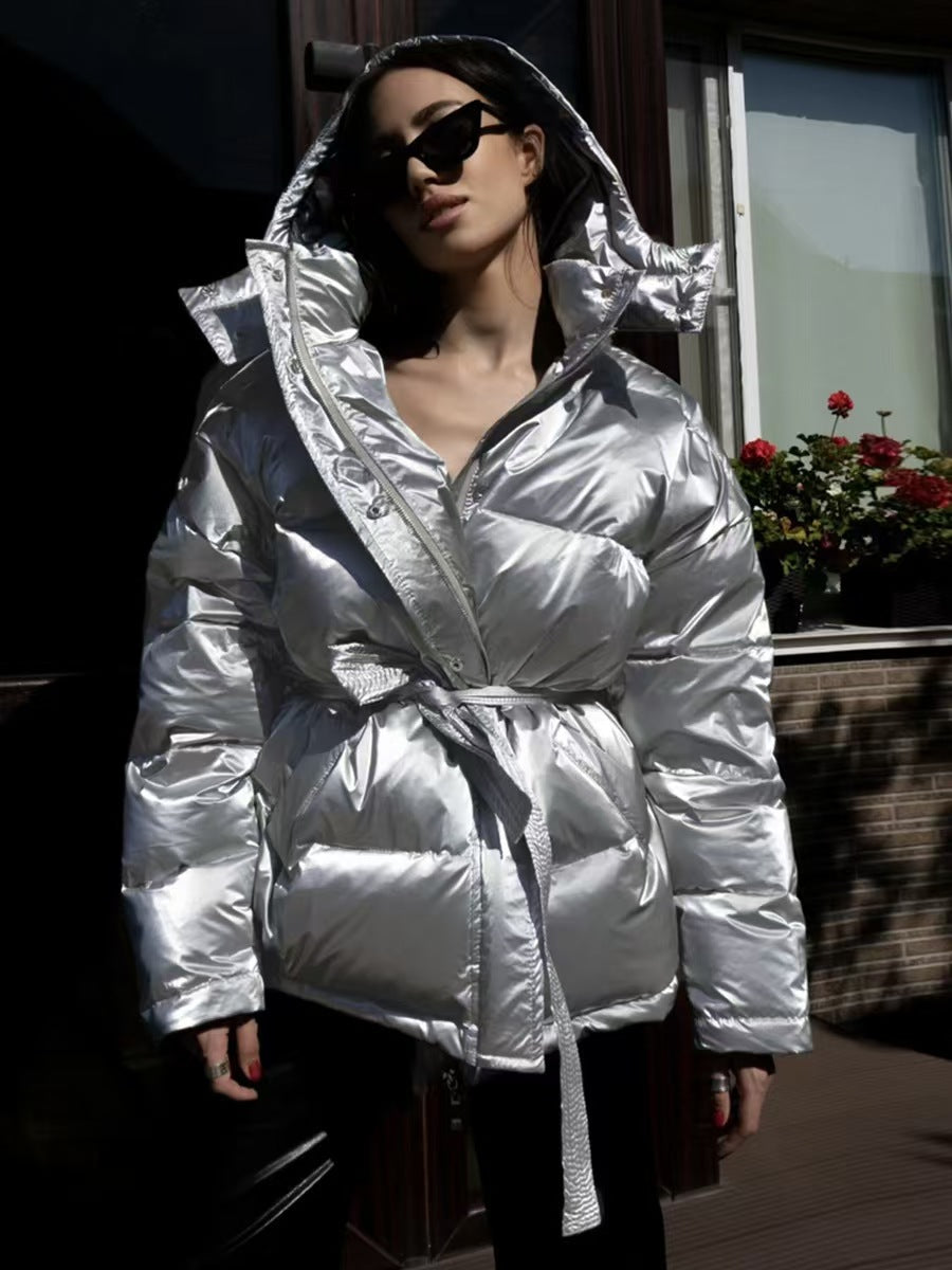 Women's Thickened Warm Elegant Hooded Belt Pocket Coats