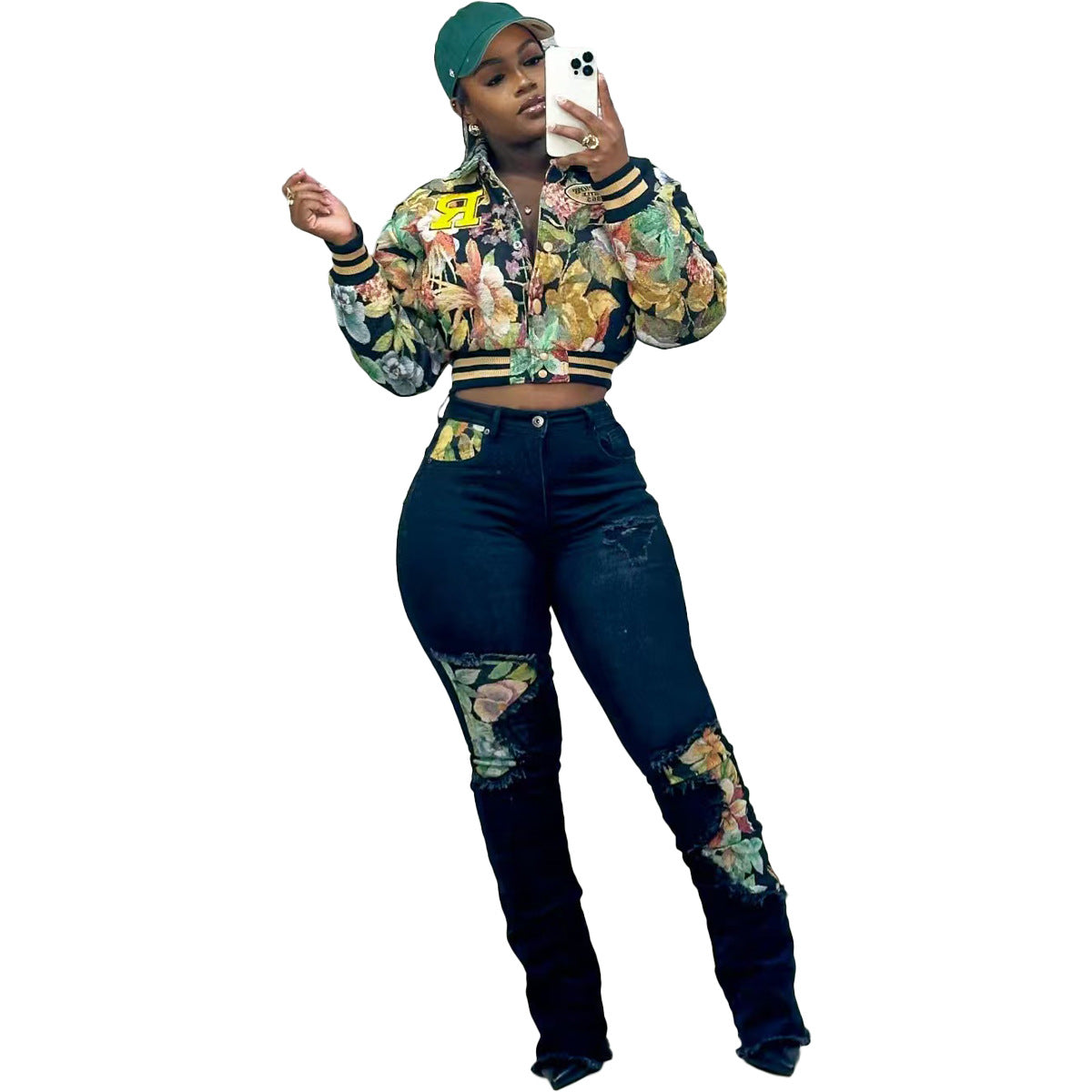 Women's Fashion Casual Printing Baseball Lining Jackets