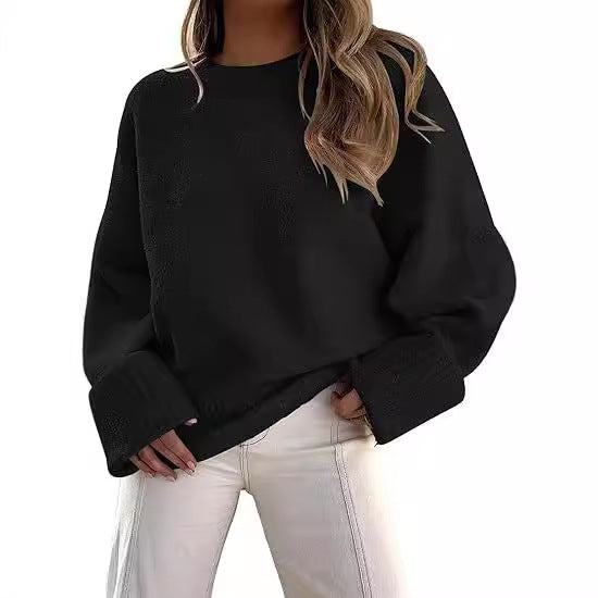 Women's Street Style Crew Neck Pullover Loose-fitting Sweaters