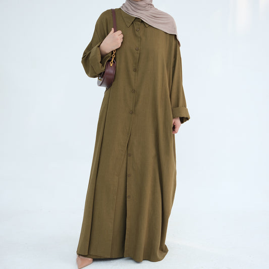 Cotton Linen Solid Color Two-piece Set Dresses