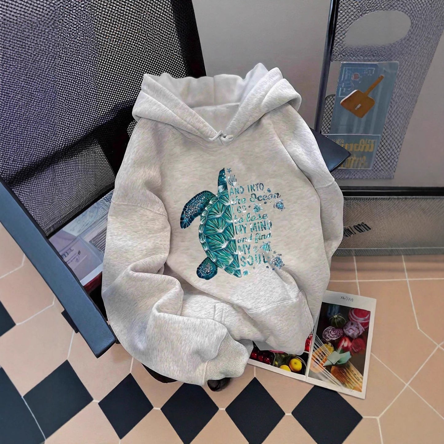Women's Casual Home Heat Transfer Patch Printed Letters Loose-fitting Hoodie Women's Sweater, Sweater