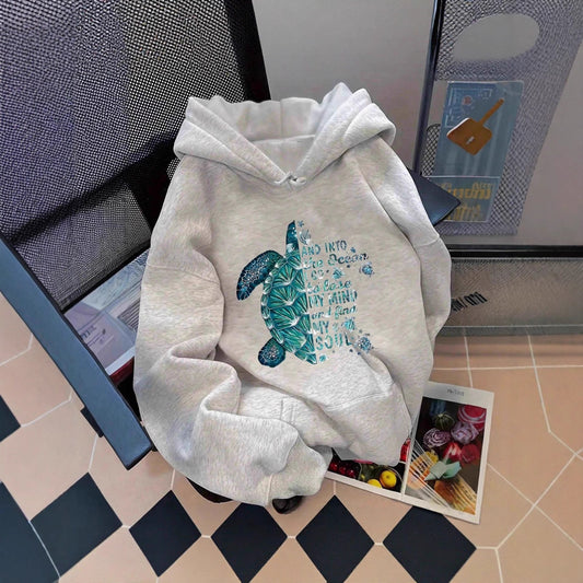 Women's Casual Home Heat Transfer Patch Printed Letters Loose-fitting Hoodie Women's Sweater, Sweater