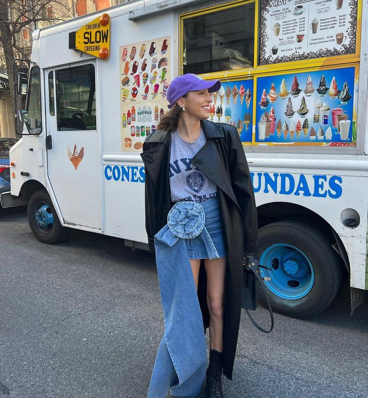 Layered Streamers Rose Handmade Flower Denim Skirts