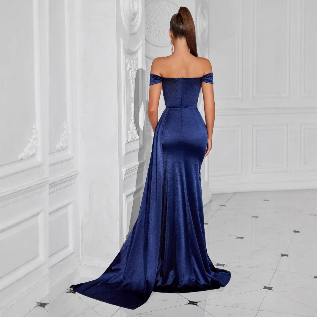 Tube Solid Color Strapless Sexy Slit Dress