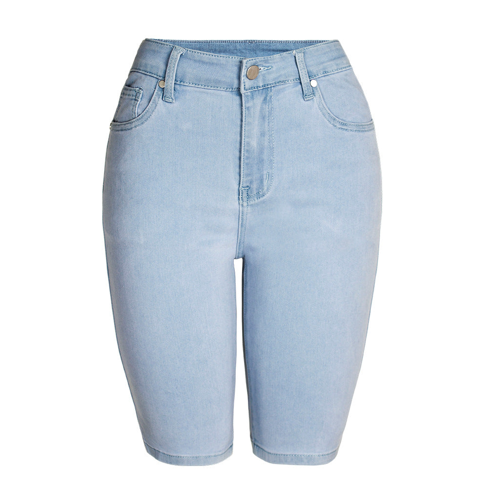 Women's Stretch Light-colored Denim Summer Fifth Jeans