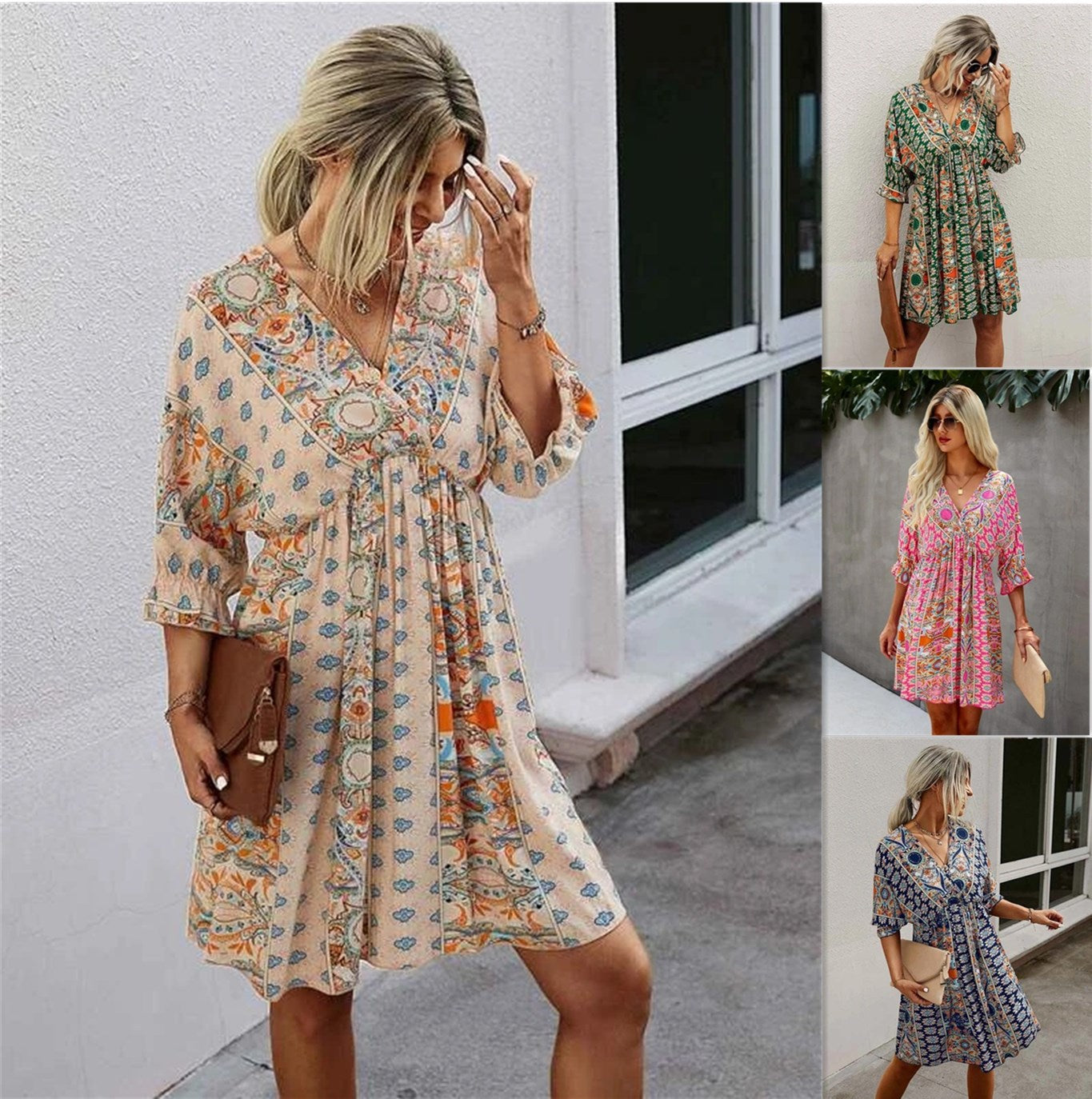 Elegant Classic Sexy Waist Trimming Printing Dress