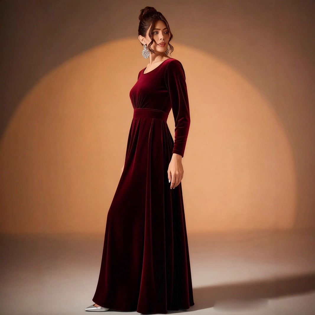 Fashion Attractive Women's Long Sleeve Pleated Dress
