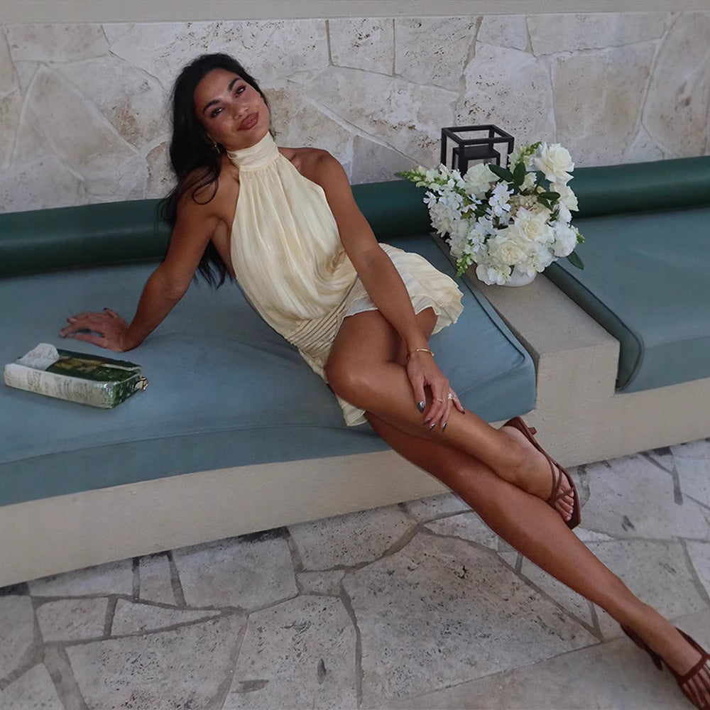 Women's Summer Sexy Sleeveless Halter Backless Dress Dresses