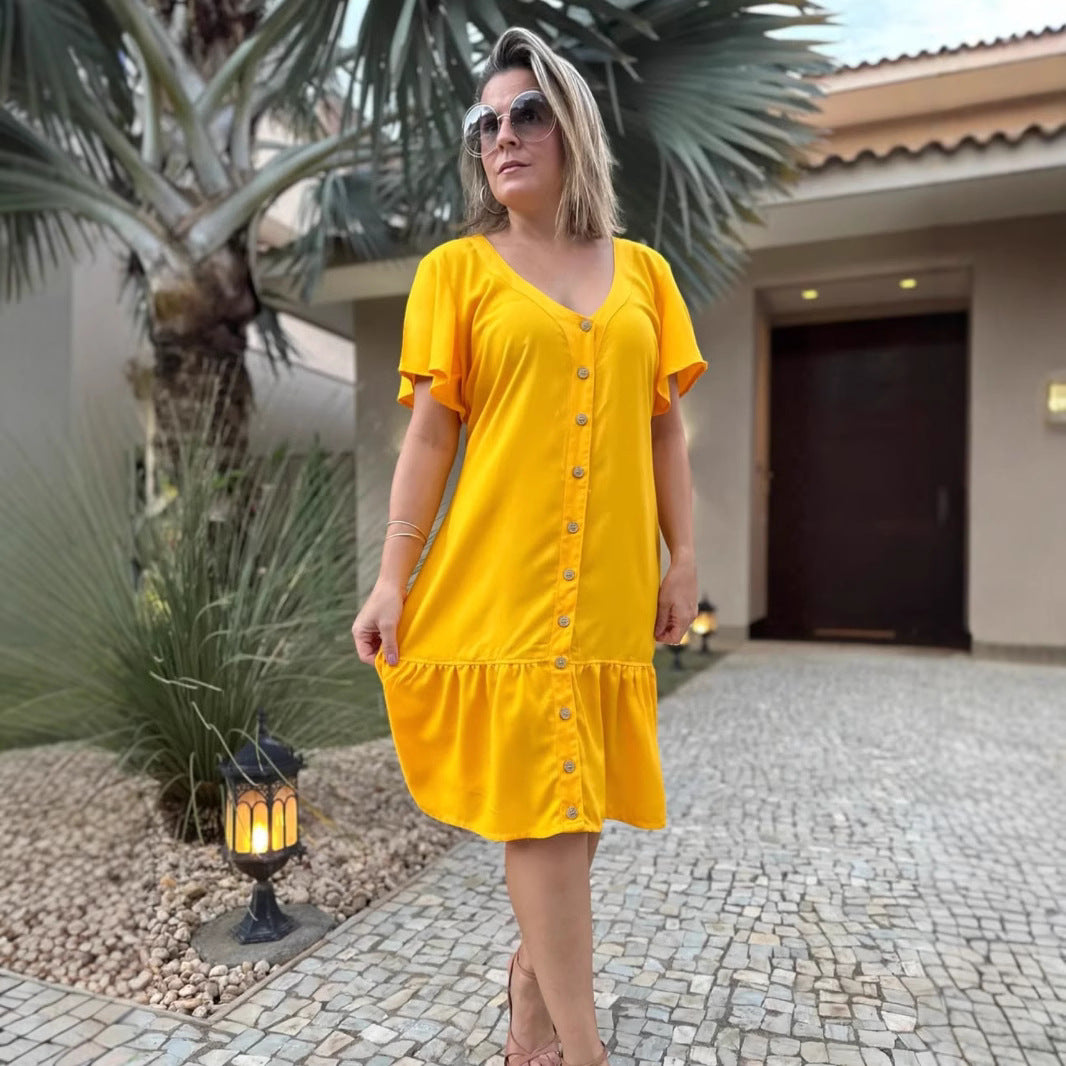 Women's Summer Solid Color Casual Holiday Dress