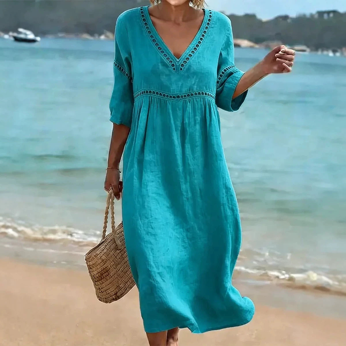 Women's Elegant Casual Solid Color Half Sleeves Dress