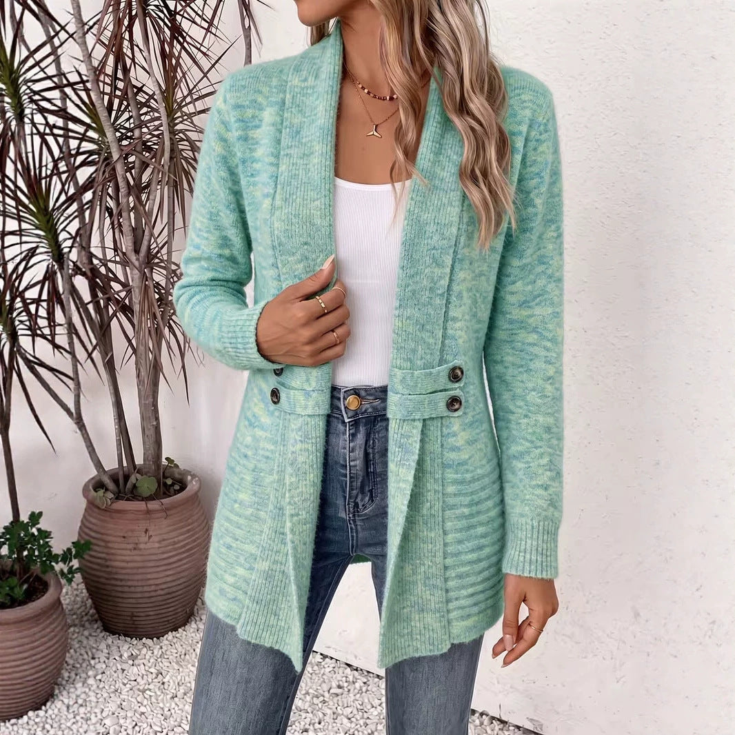 Women's Casual Double-breasted Decorative Band Idle Style Sweaters