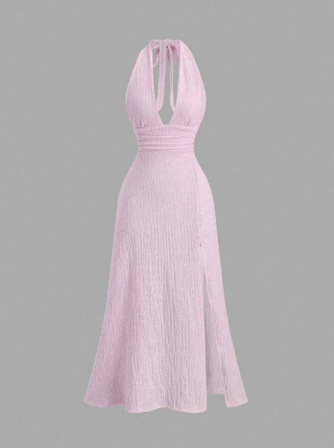 Temperament Elegant Light Luxury Backless Halter Dress