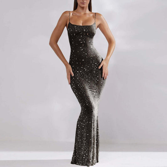 Women's Light Diamond Sexy Sling Mermaid Long Dresses