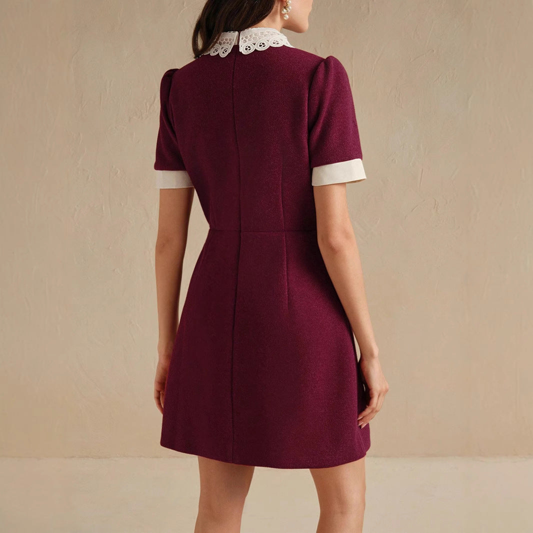 Women's Lace Collar Stitching Elegant Graceful Slimming Dresses