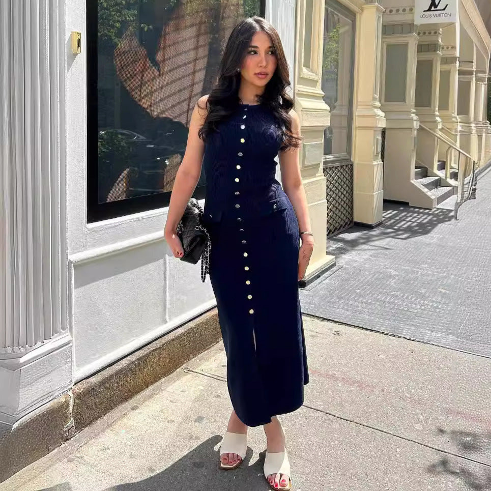 Summer Knitted Dress Fashionable Elegant Sleeveless Dresses