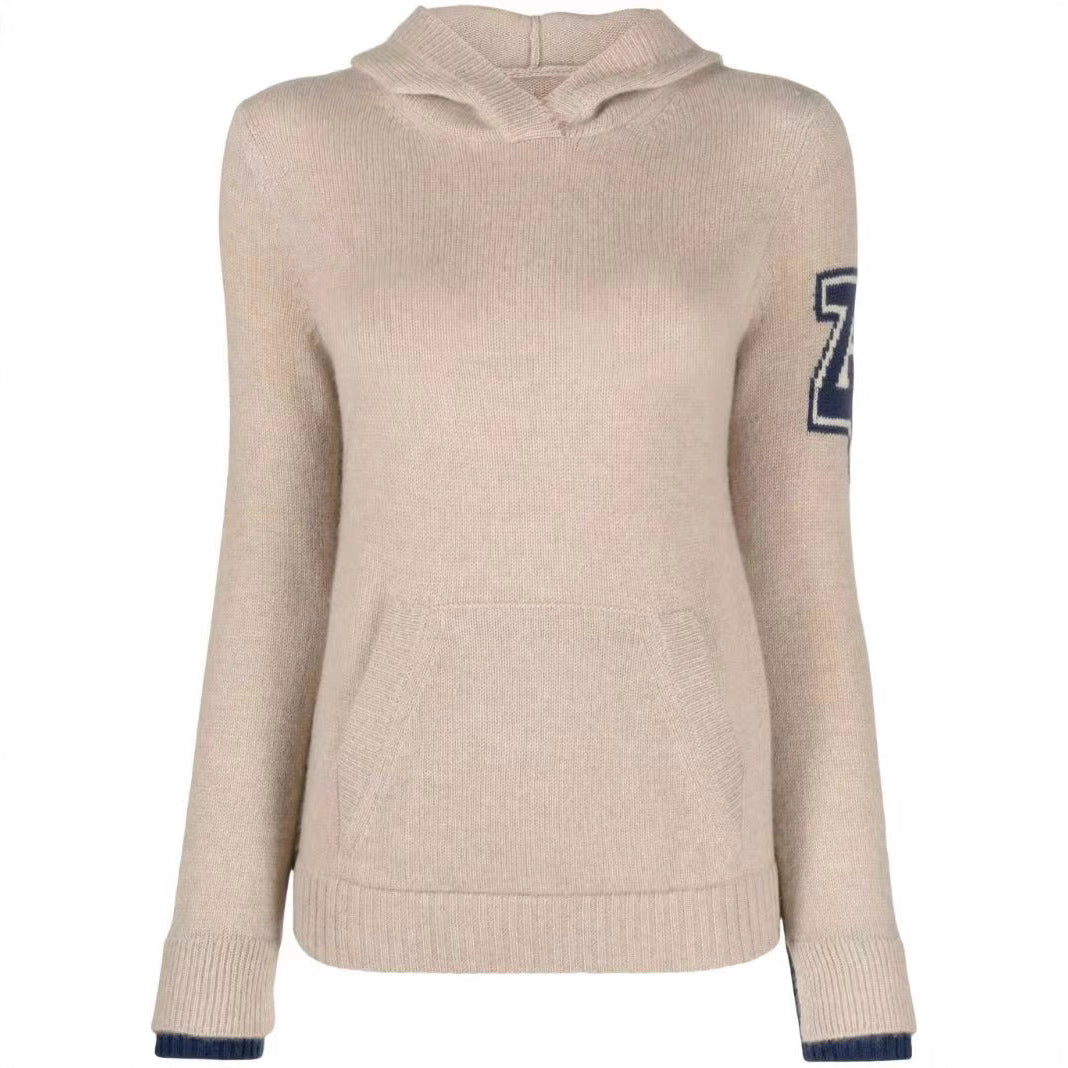 Women's Winter French Niche Sleeves Letter Jacquard Sweaters