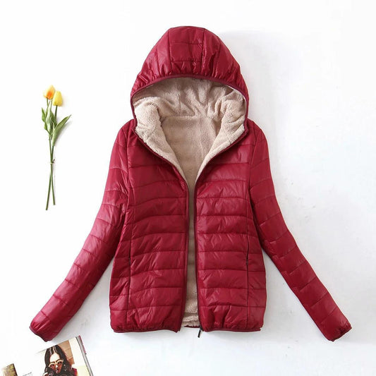 Women's Style Hooded Slim Fit Fleece Lined Coats