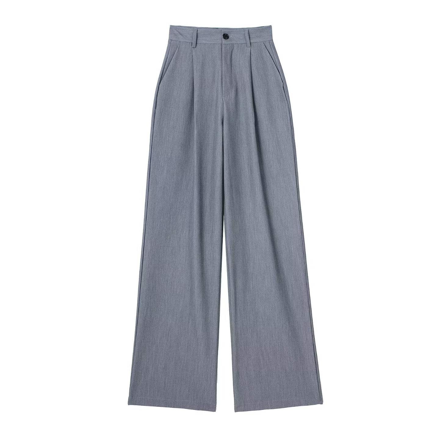 Women's Front Pleated High-waisted Trousers Casual Pants