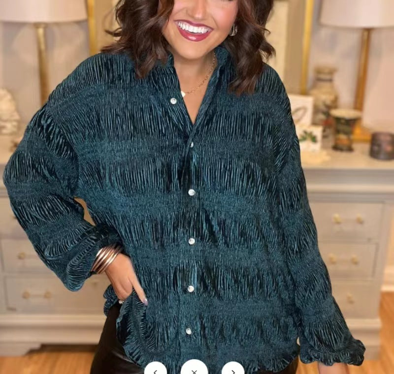 Women's Popular Veet Simple Loose Button Shirt Sweaters