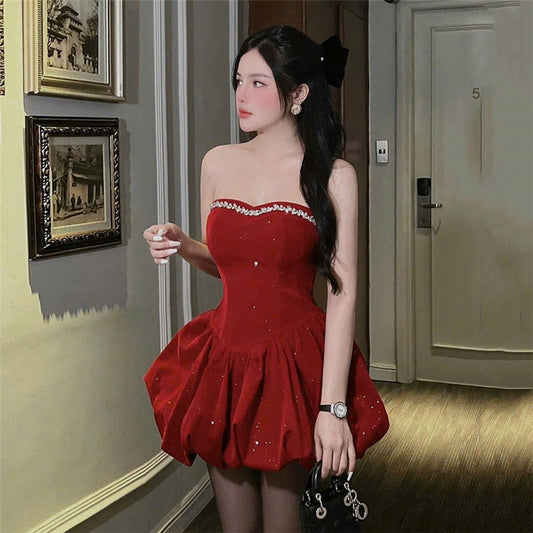 Women's Solid Color Street Fashion Tube Dress Dresses