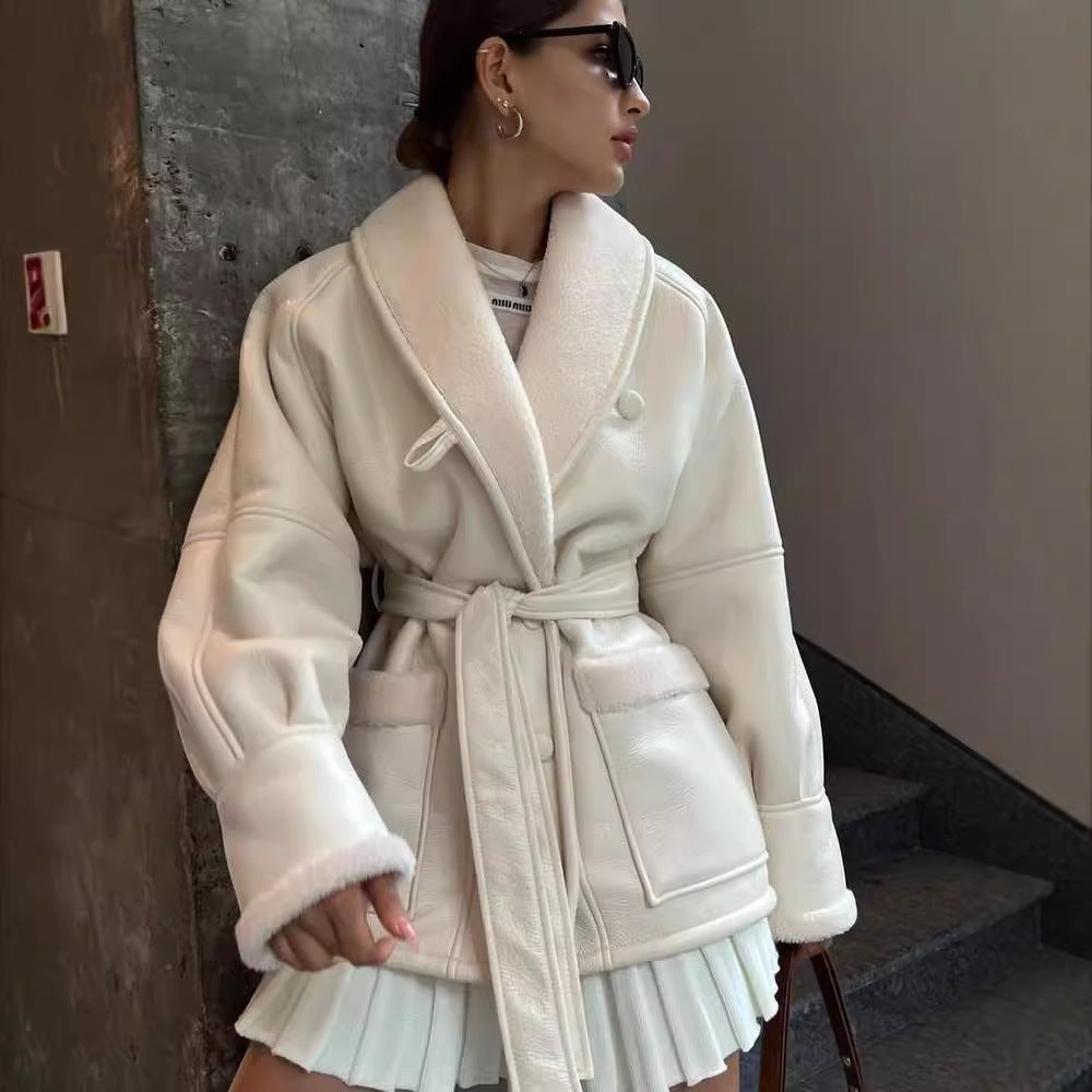 Women's Fashionable Elegant Fur Integrated Korean Style Long Jackets