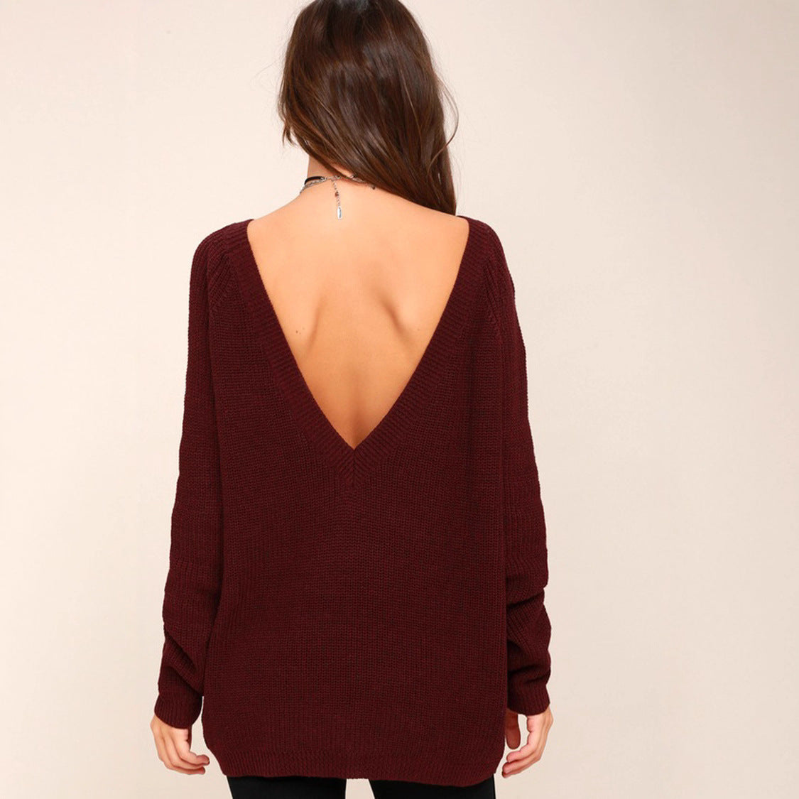 Popular Women's Sexy Back Deep Backless Women's Sweater
