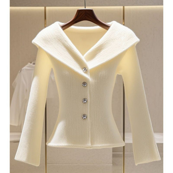 Classic Style Solid Color Advanced Design Niche Women's Sweater
