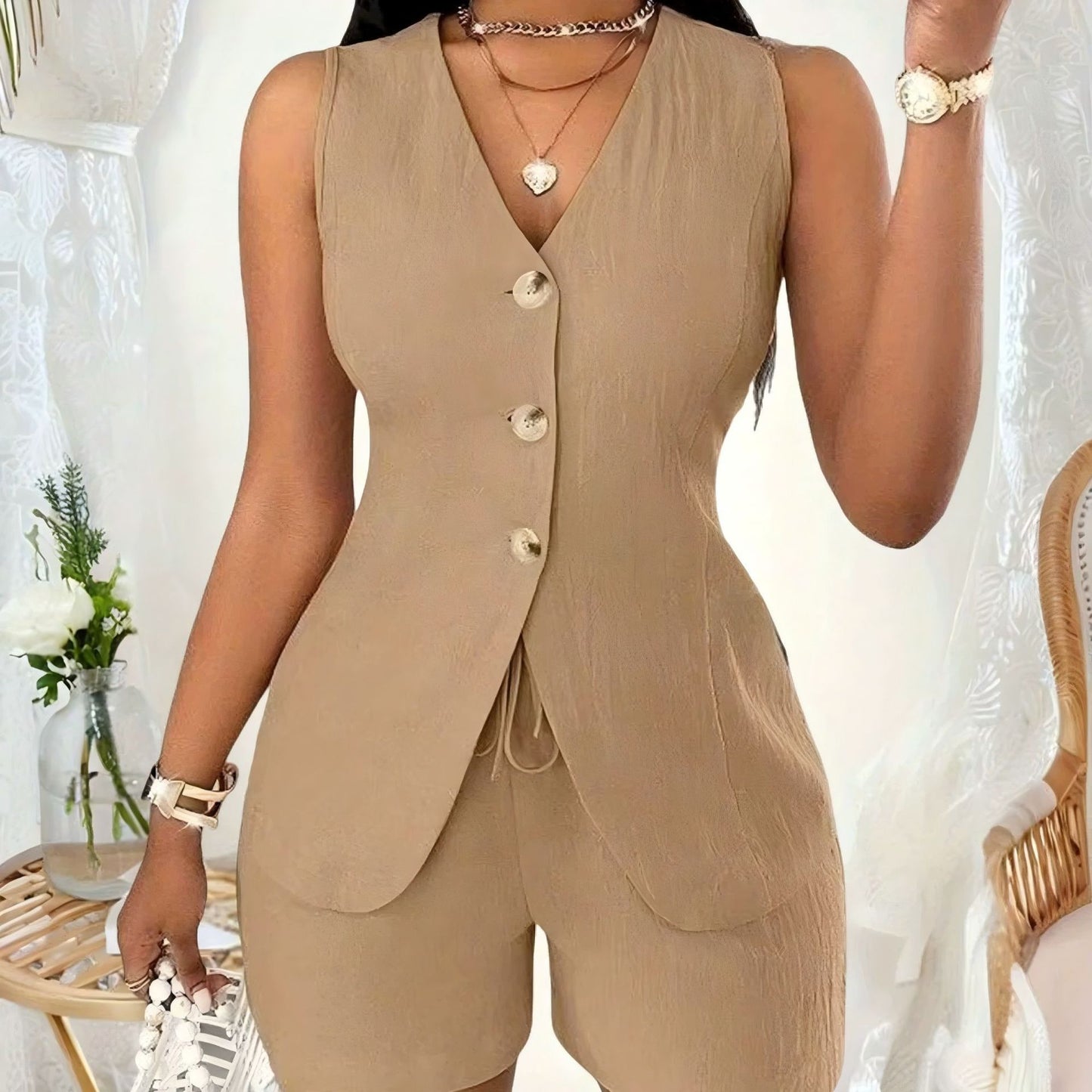 Women's Elegant Camisole Short-sleeved Shirt For Clothing